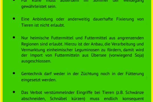 Forderung zur Tierhaltung Forderung zur Tierhaltung