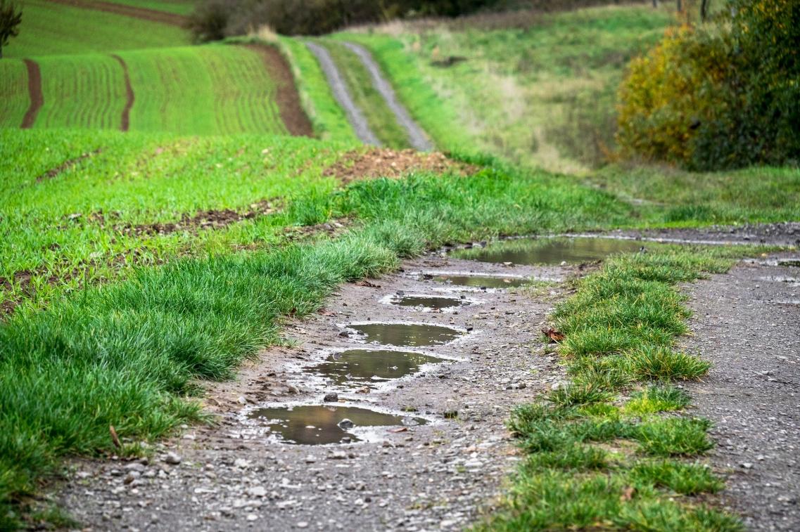 Feldweg Pfütze