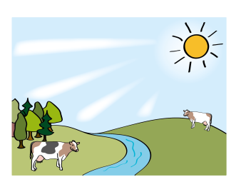 Landschaft mit Kühen Landschaft mit Kühen