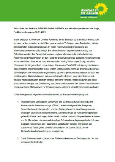 Beschluss zur pandemischen Lage