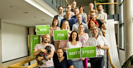 Gruppenbild der Fraktion mit Schriftzug "Wir für Mattstedt"