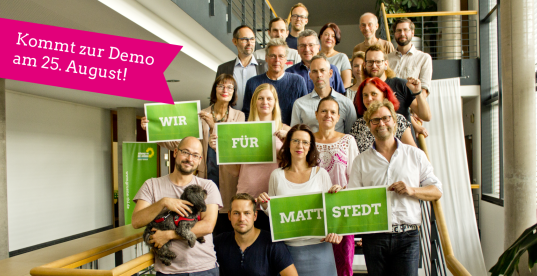 Gruppenbild der Fraktion mit Schriftzug "Wir für Mattstedt"