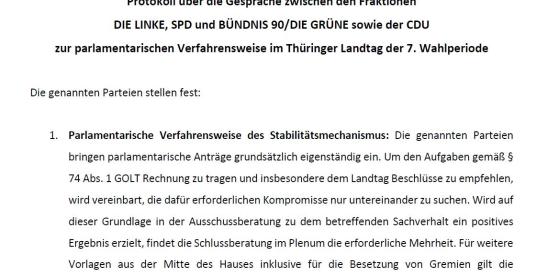 Protokoll über die Gespräche der Fraktionen